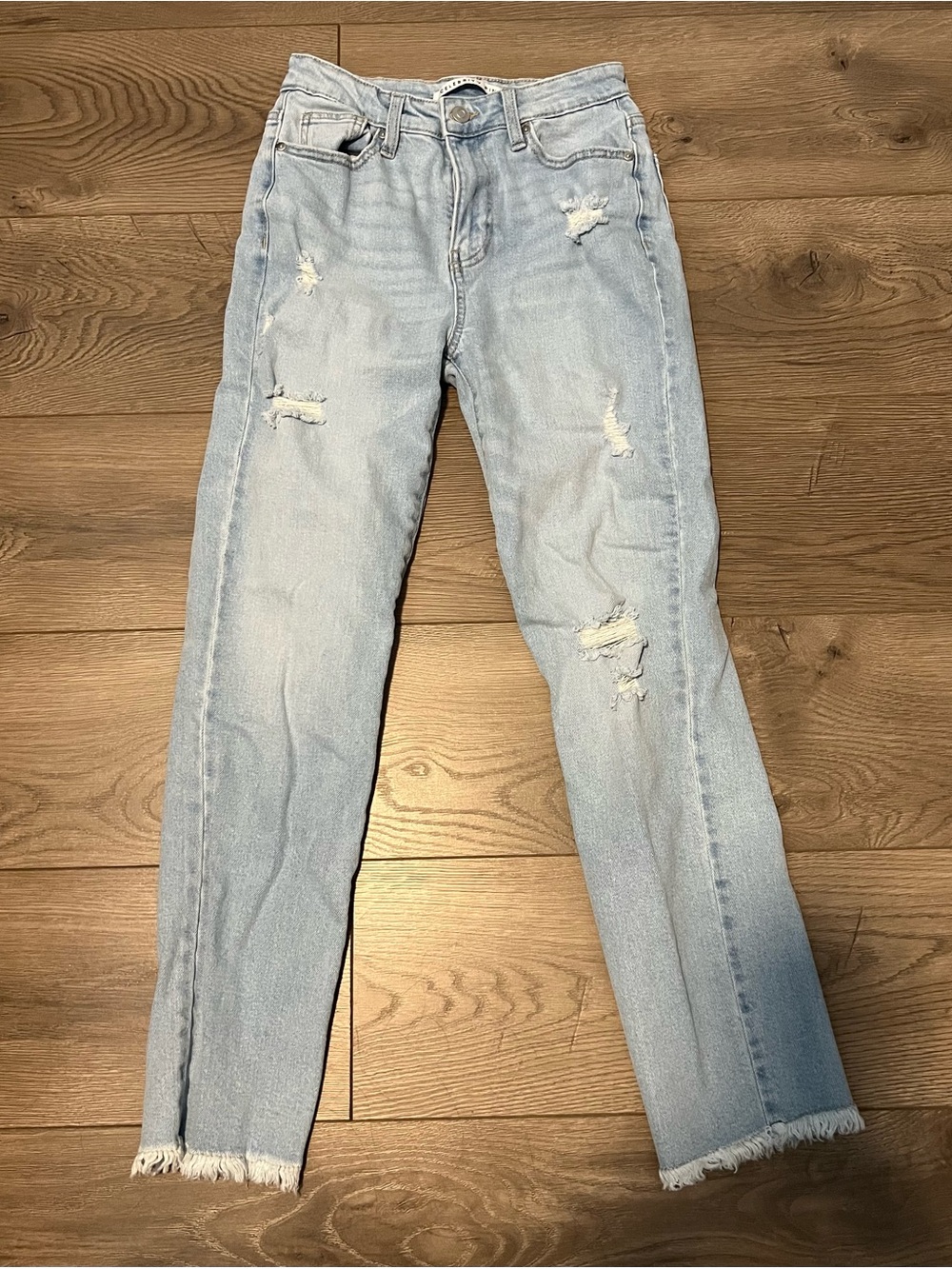 Celebrity Pink Light Wash Straight Leg Distressed Jeans